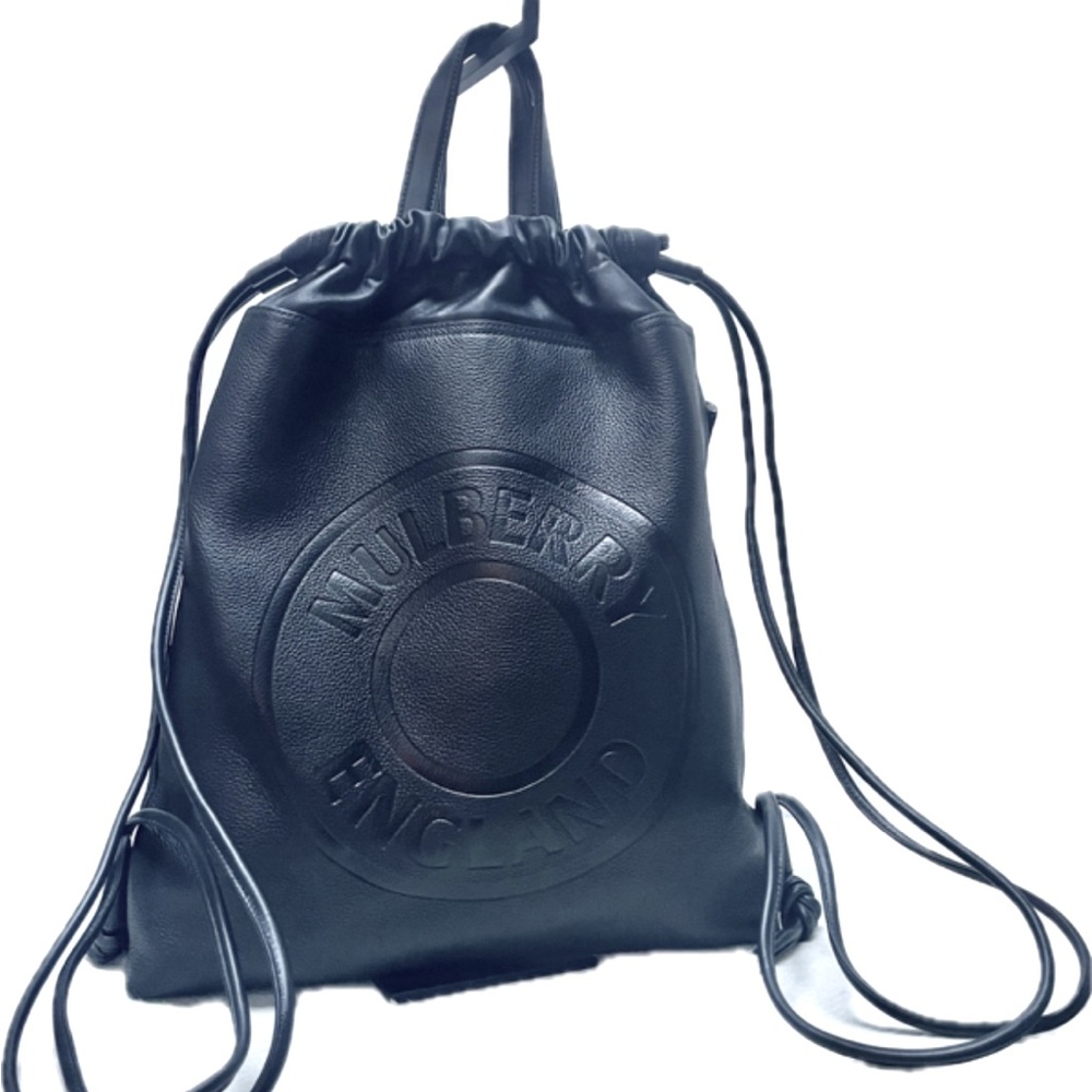 Mulberry Black oversized logo drawstring backpack/tote